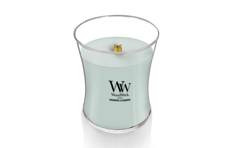 WoodWick Medium Hourglass Candle - Sagewood & Seagrass