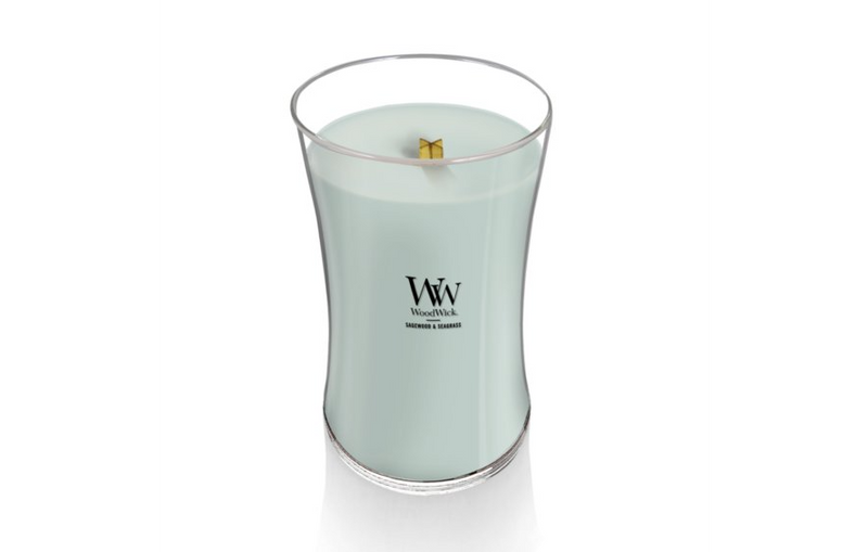 WoodWick Large Hourglass Candle - Sagewood & Seagrass