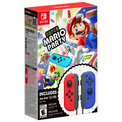 Nintendo Switch Super Mario Party + Red and Blue Joy-Con Bundle