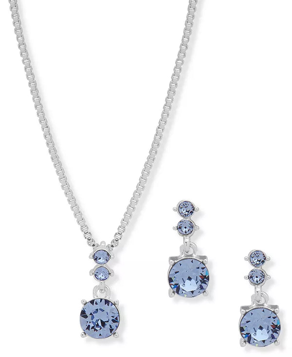 Nine West Silver-Tone & Blue Necklace and Earring Set