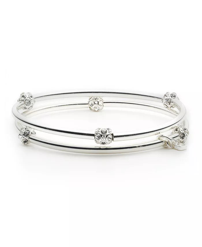 Nine West Silver-Tone Boxed Bangle Bracelet - Set Of 2