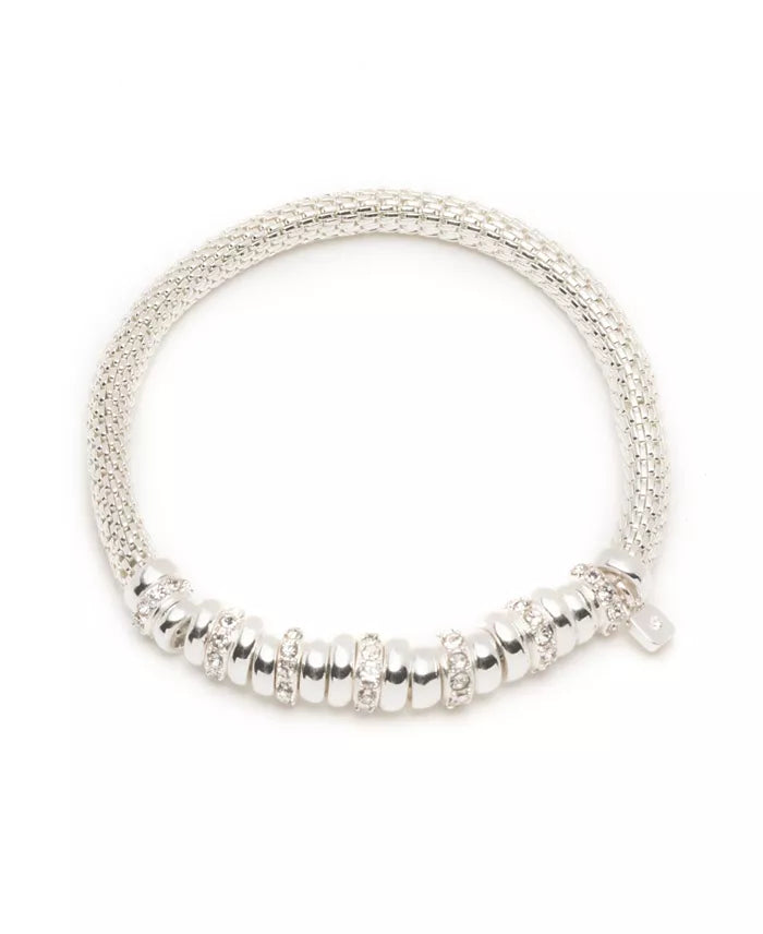 Nine West Silver-Tone Rondel Stretch Bracelet