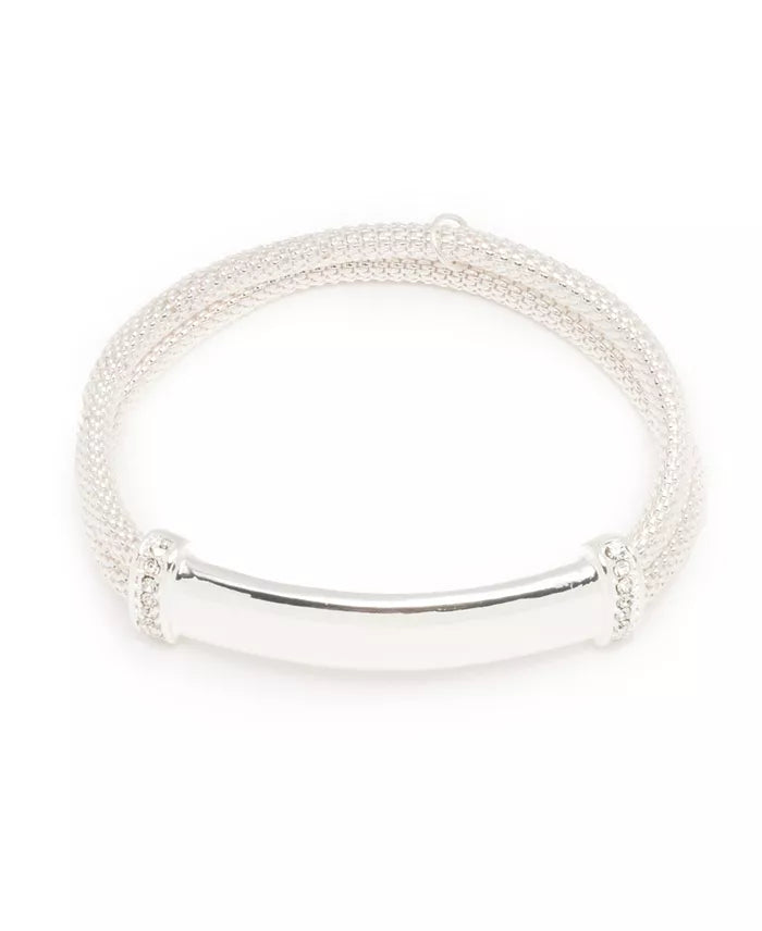 Nine West Boxed Silver-Tone Bar Stretch Bracelet