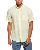 Brooks Brothers Mens Solid Linen Short Sleeve Shirt