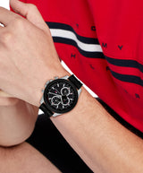 Tommy Hilfiger Mens Clark 46mm Multifunction Black Silicone Strap Watch
