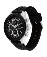 Tommy Hilfiger Mens Clark 46mm Multifunction Black Silicone Strap Watch