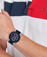 Tommy Hilfiger Mens Clark 46mm Multifunction Blue Silicone Strap Watch