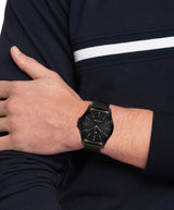 Tommy Hilfiger Mens Bruce 43mm Black Leather Strap Watch