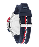 Tommy Hilfiger Mens Bank 44mm Chronograph Navy Silicone Strap Watch