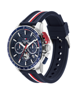 Tommy Hilfiger Mens Bank 44mm Chronograph Navy Silicone Strap Watch