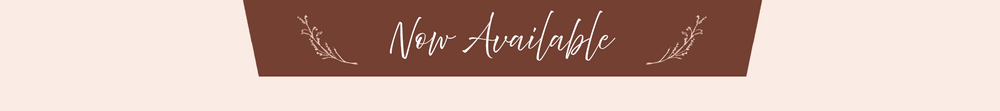 Brown banner with 'New Available' text in white cursive font