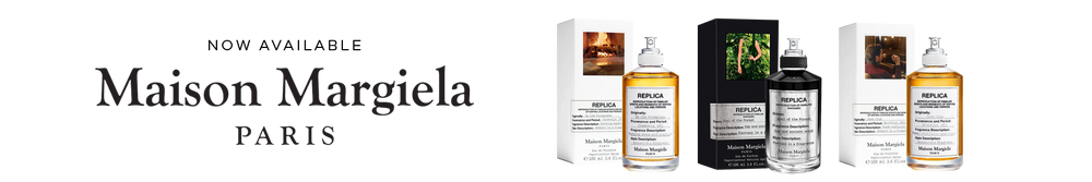 Maison Margiela Paris products including bottles and boxes on a white background