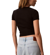 Calvin Klein Womens Contour Rib Logo Cropped T-Shirt