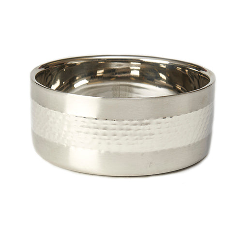 PetRageous Sanibel Hammered Double Walled Stainless-Steel Dog Bowl