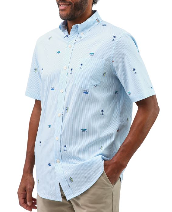 Chaps Mens Easy Care Poplin Short Sleeve Button Down Shirt
