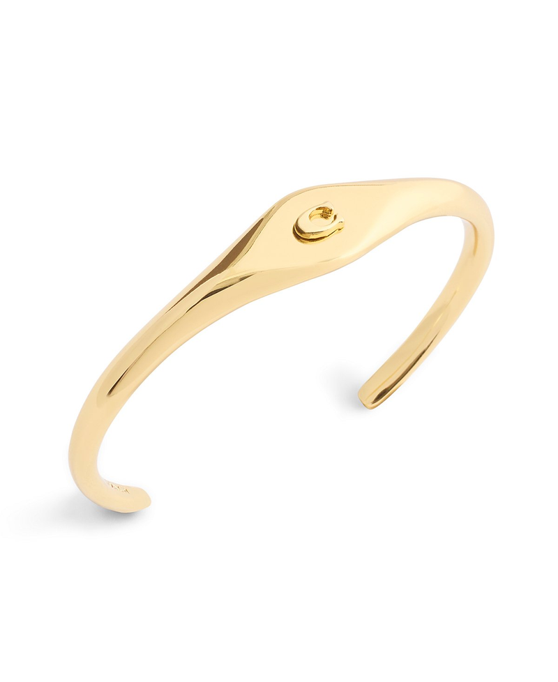COACH Gold Signature Signet Cuff Bracelet