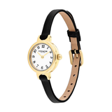 COACH Womens Iris Gold-Tone Black Leather Watch