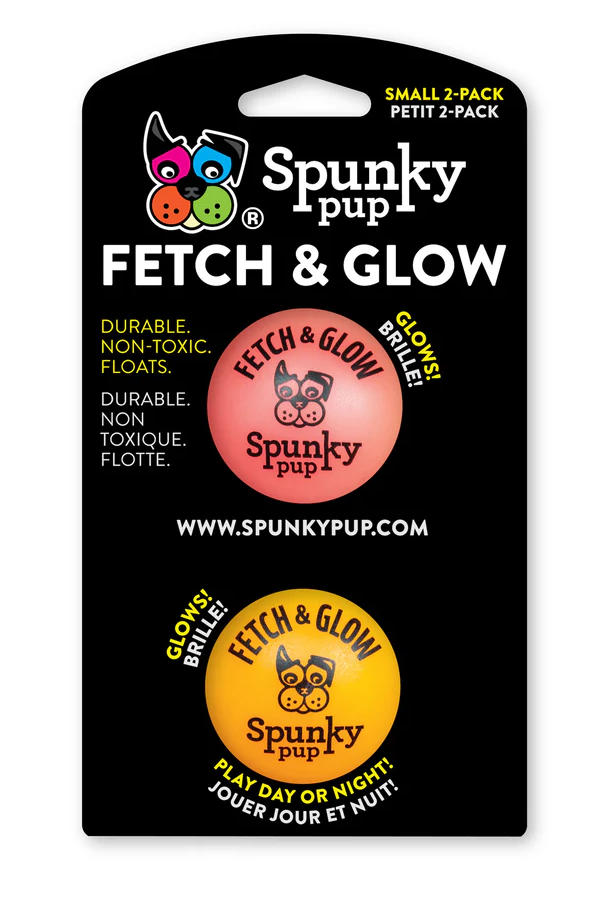 Spunky Pup Fetch & Glow Balls Dog Toy - Size Small - 2 Pack