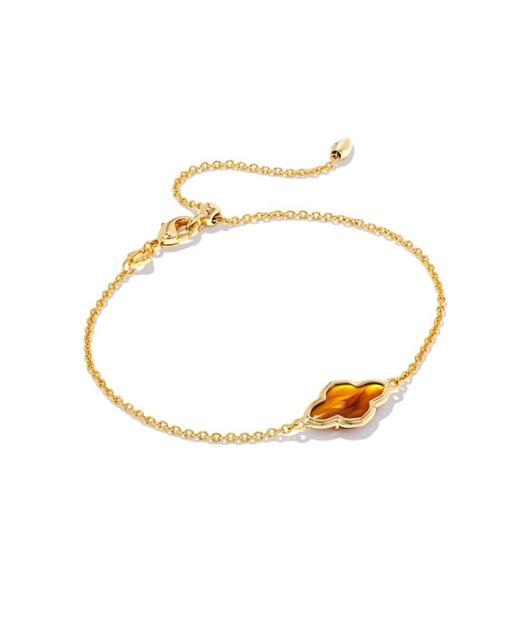 Kendra Scott Framed Abbie Delicate Chain Bracelet - Marbled Amber Illusion, 14K Gold Plated