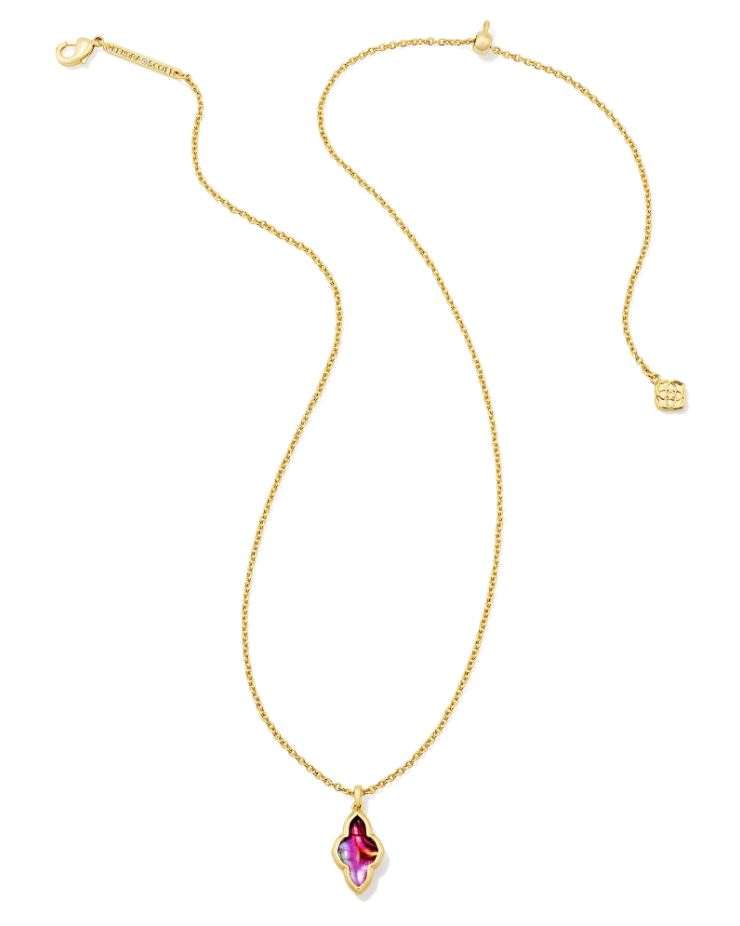 Kendra Scott Framed Abbie Short Pendant Necklace - Light Burgundy Illusion, 14K Gold Plated