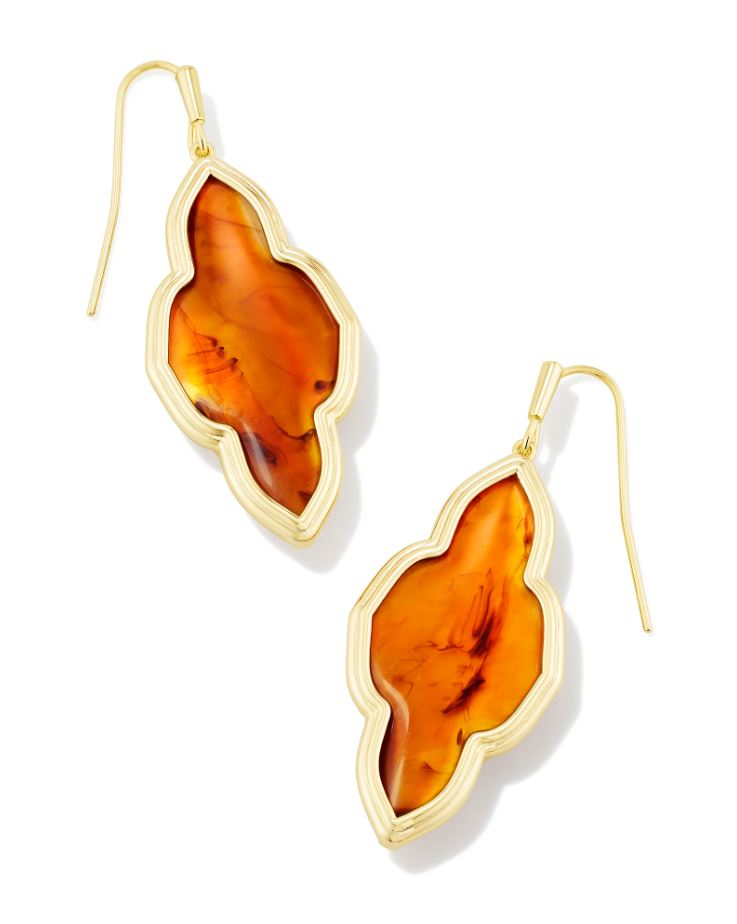 Kendra Scott Framed Abbie Drop Earrings - Marbled Amber Illusion, 14K Gold Plated