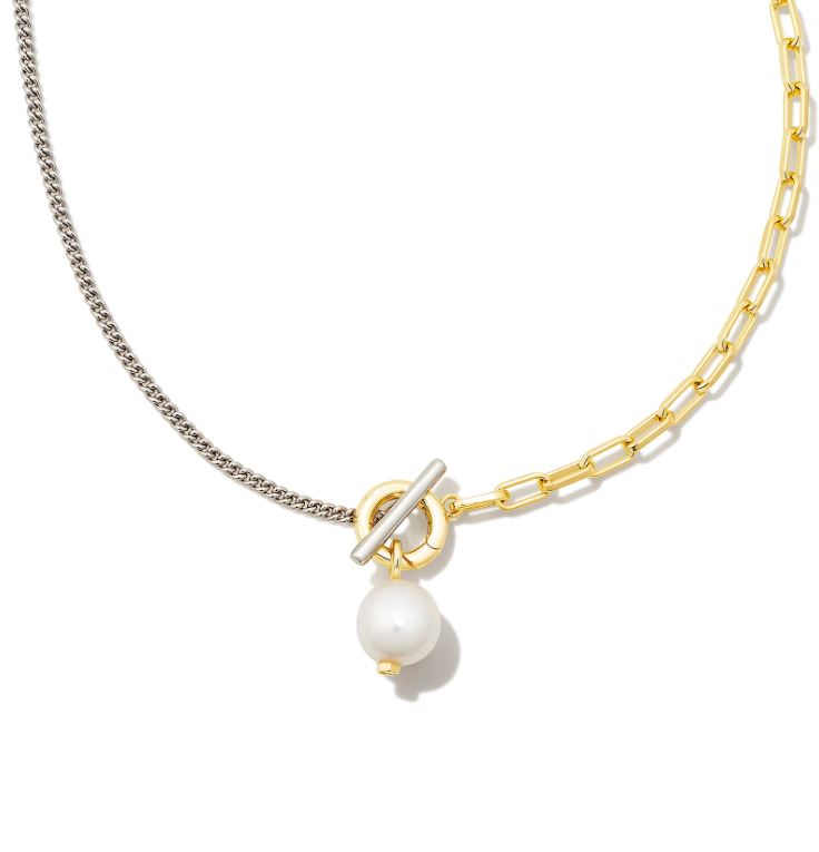 Kendra Scott Leighton Convertible Pearl Chain Necklace - White, Mixed Metal