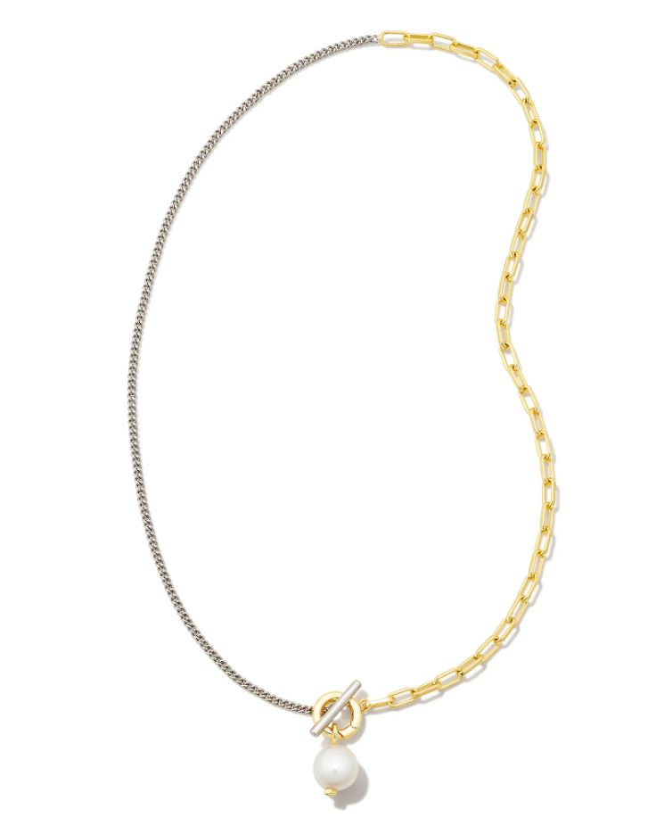 Kendra Scott Leighton Convertible Pearl Chain Necklace - White, Mixed Metal