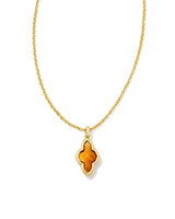 Kendra Scott Framed Abbie Short Pendant Necklace - Marbled Amber Illusion, 14K Gold Plated
