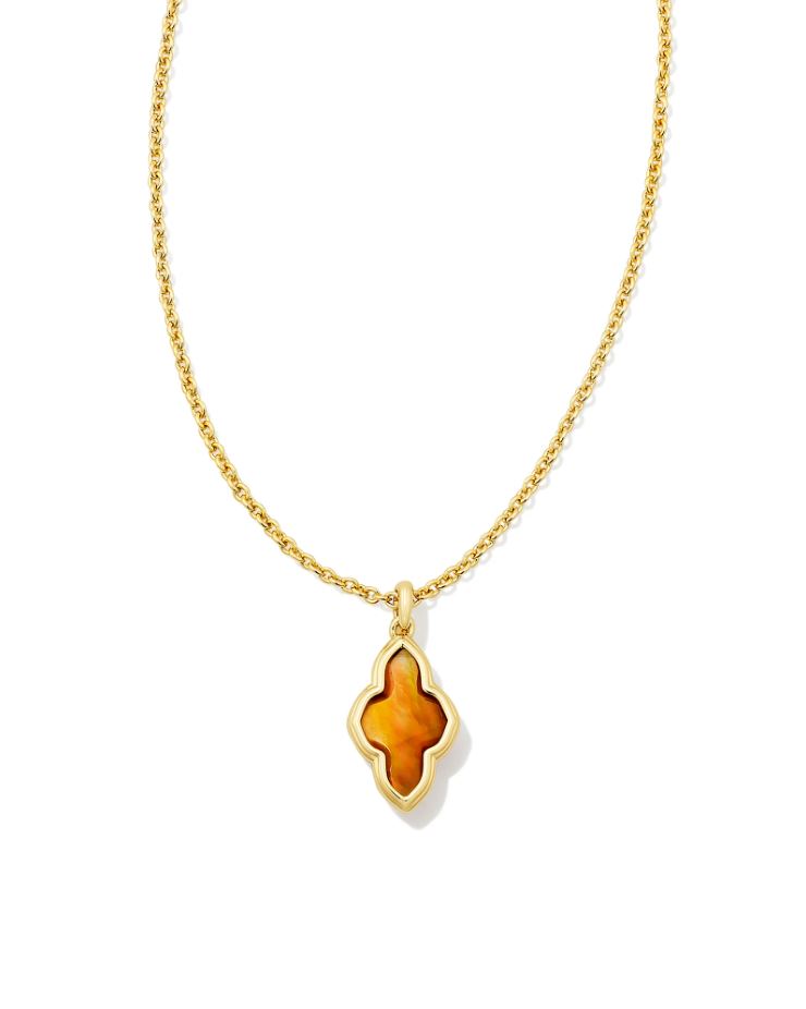 Kendra Scott Framed Abbie Short Pendant Necklace - Marbled Amber Illusion, 14K Gold Plated
