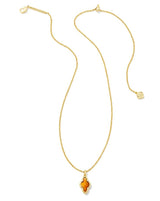 Kendra Scott Framed Abbie Short Pendant Necklace - Marbled Amber Illusion, 14K Gold Plated