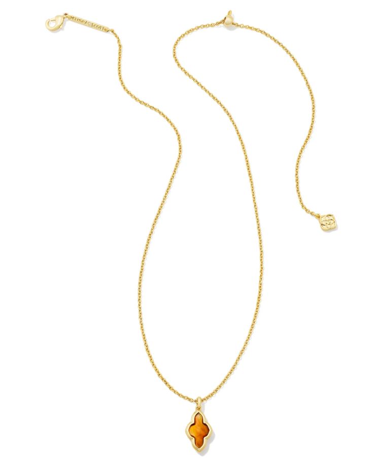 Kendra Scott Framed Abbie Short Pendant Necklace - Marbled Amber Illusion, 14K Gold Plated