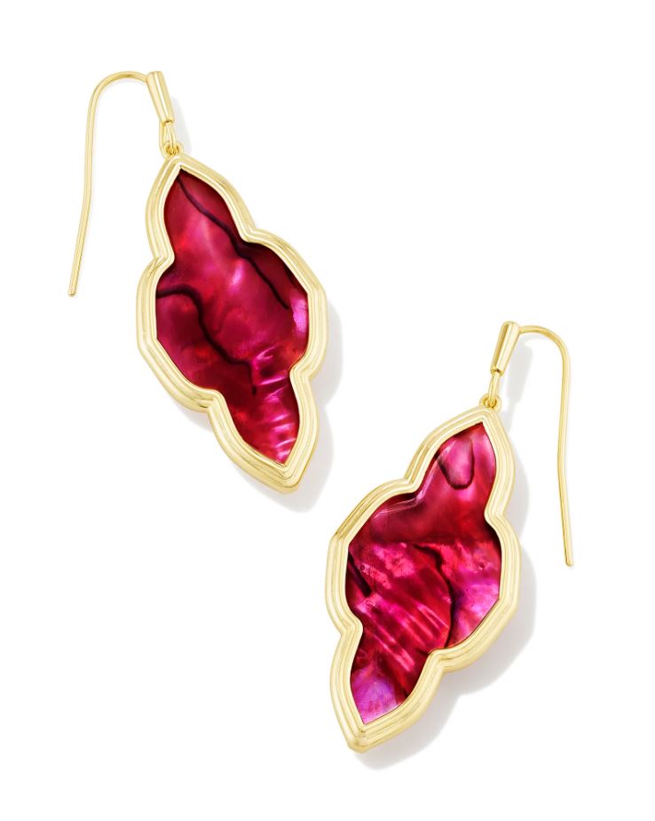 Kendra Scott Framed Abbie Drop Earrings - Light Burgundy Illusion, 14K Gold Plated