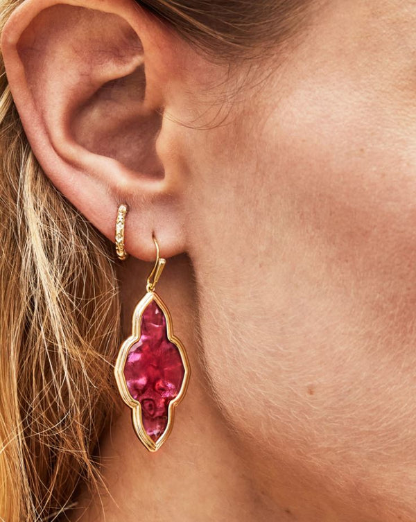 Kendra Scott Framed Abbie Drop Earrings - Light Burgundy Illusion, 14K Gold Plated