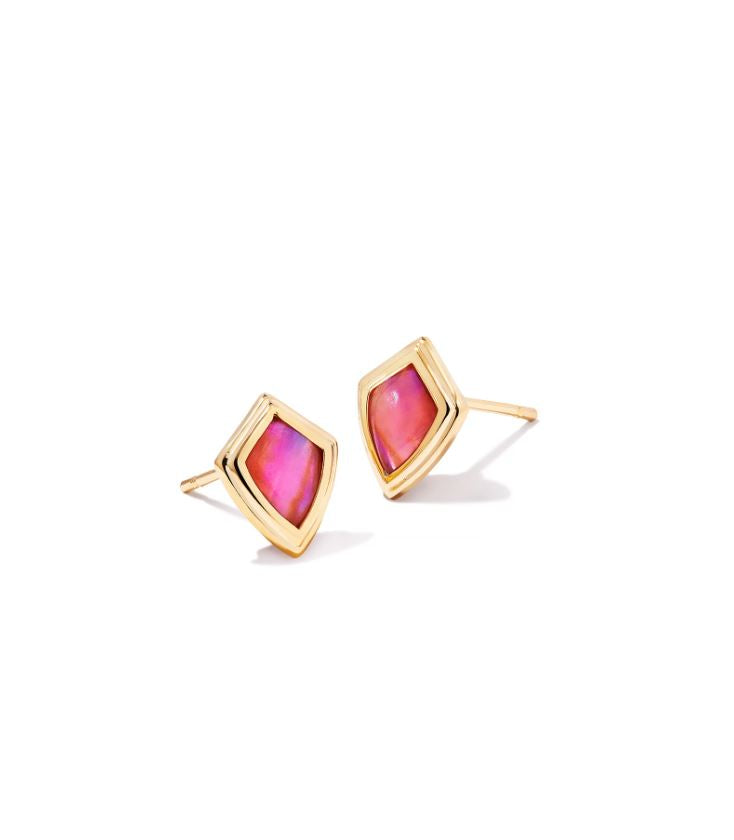 Kendra Scott Monica Stud Earrings - Light Burgundy Illusion, 14K Gold Plated