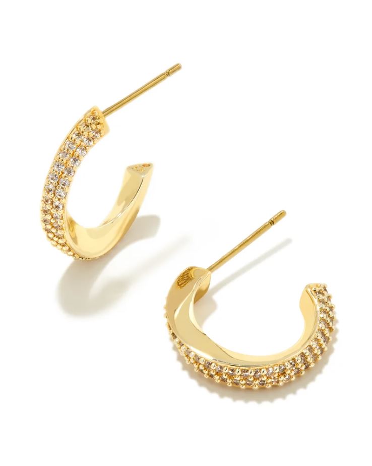 Kendra Scott Ella Huggie Earrings - White, 14K Gold Plated