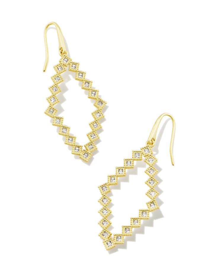 Kendra Scott Kinsley Open Frame Earrings - White, 14K Gold Plated