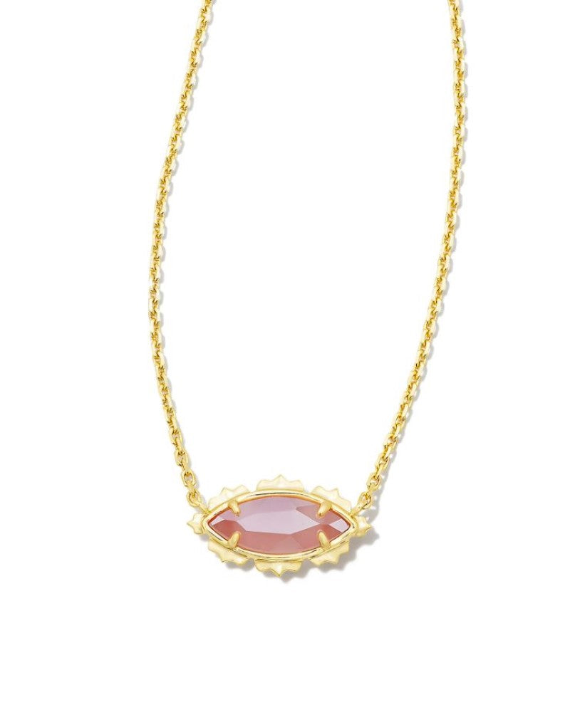 Kendra Scott Genevieve Necklace - Luster Plated Pink Cat's Eye Glass, 14K Gold Plated