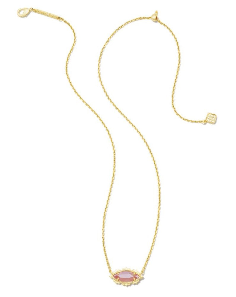 Kendra Scott Genevieve Necklace - Luster Plated Pink Cat's Eye Glass, 14K Gold Plated