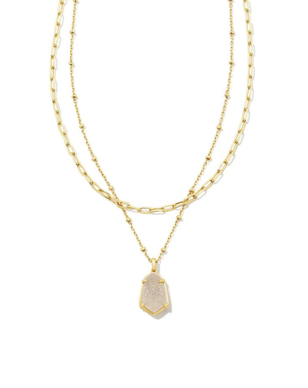 Kendra Scott Alexandria Multi Strand Necklace - Iridescent Drusy, 14K Gold Plated