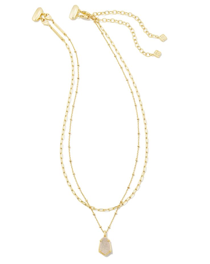 Kendra Scott Alexandria Multi Strand Necklace - Iridescent Drusy, 14K Gold Plated