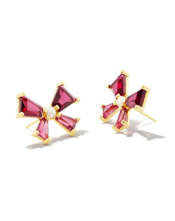 Kendra Scott Blair Bow Stud Earrings - Red Mix, 14K Gold Plated