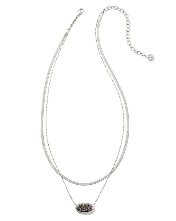 Kendra Scott Elisa Herringbone Multi Strand Necklace - Platinum Drusy, Rhodium Plated