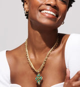 Kendra Scott Kinsley Statement Necklace - Green Mix, 14K Gold Plated