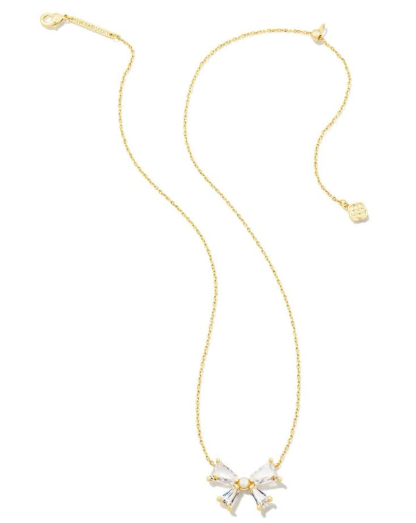 Kendra Scott Blair Bow Necklace - White, 14K Gold Plated