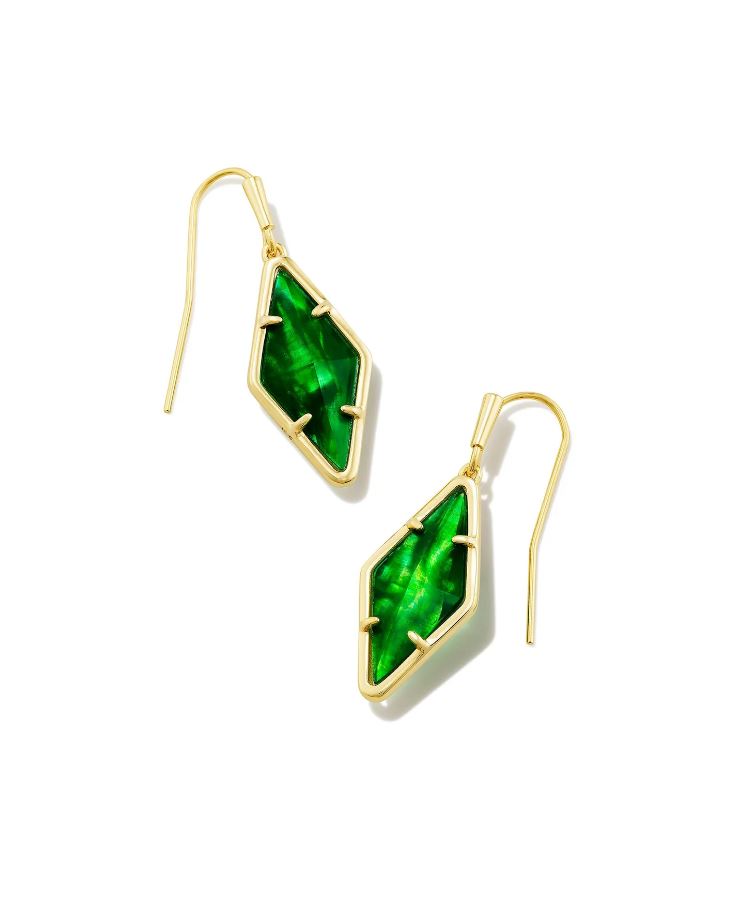 Kendra Scott Kinsley Drop Earrings - Kelly Green Illusion, 14K Gold Plated