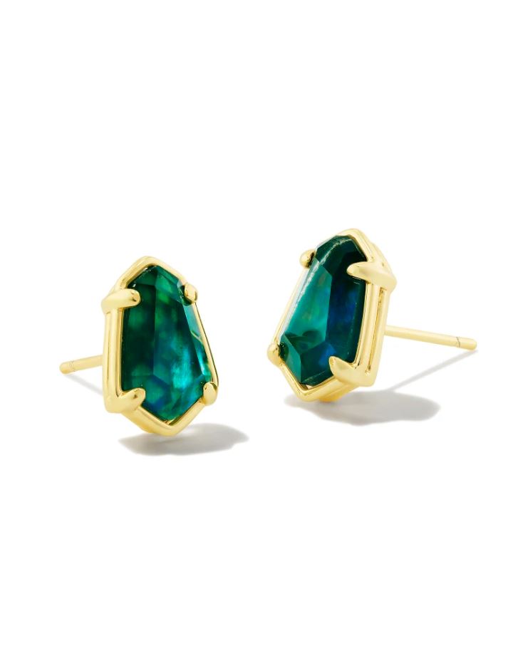 Kendra Scott Alexandria Stud Earrings - Deep Teal Illusion, 14K Gold Plated