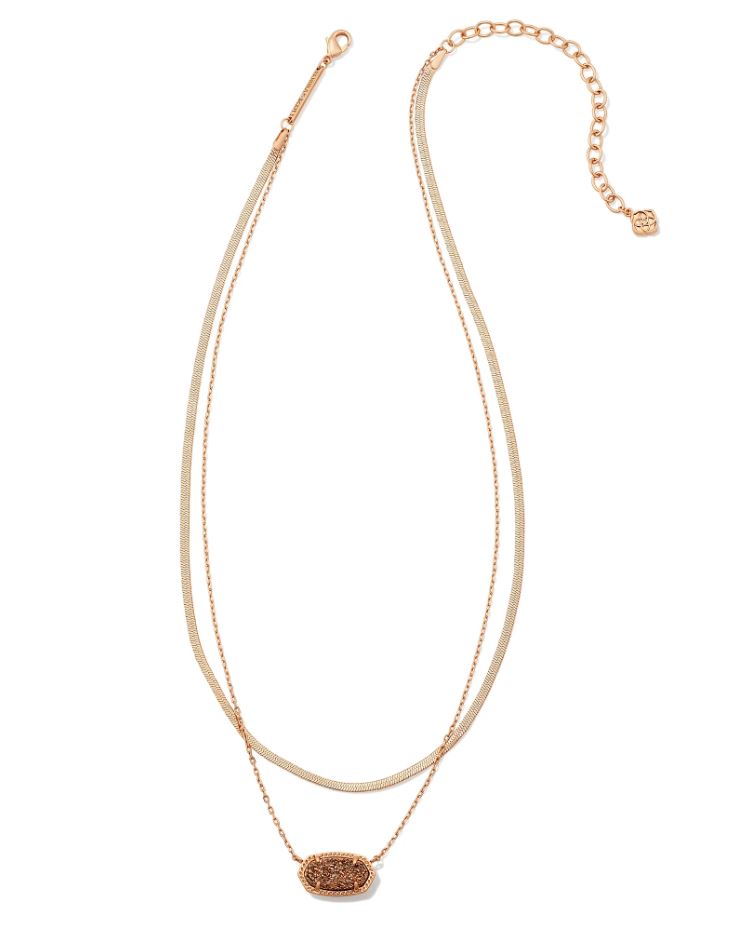 Kendra Scott Elisa Herringbone Multi Strand Necklace - Rose Gold Drusy, 14K Rose Gold Plated