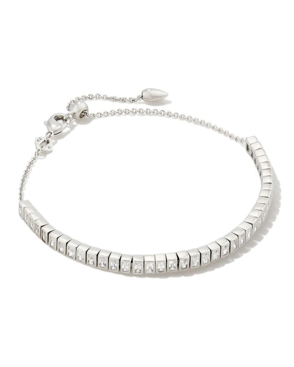 Kendra Scott Gracie Tennis Delicate Chain Bracelet - White, Rhodium Plated