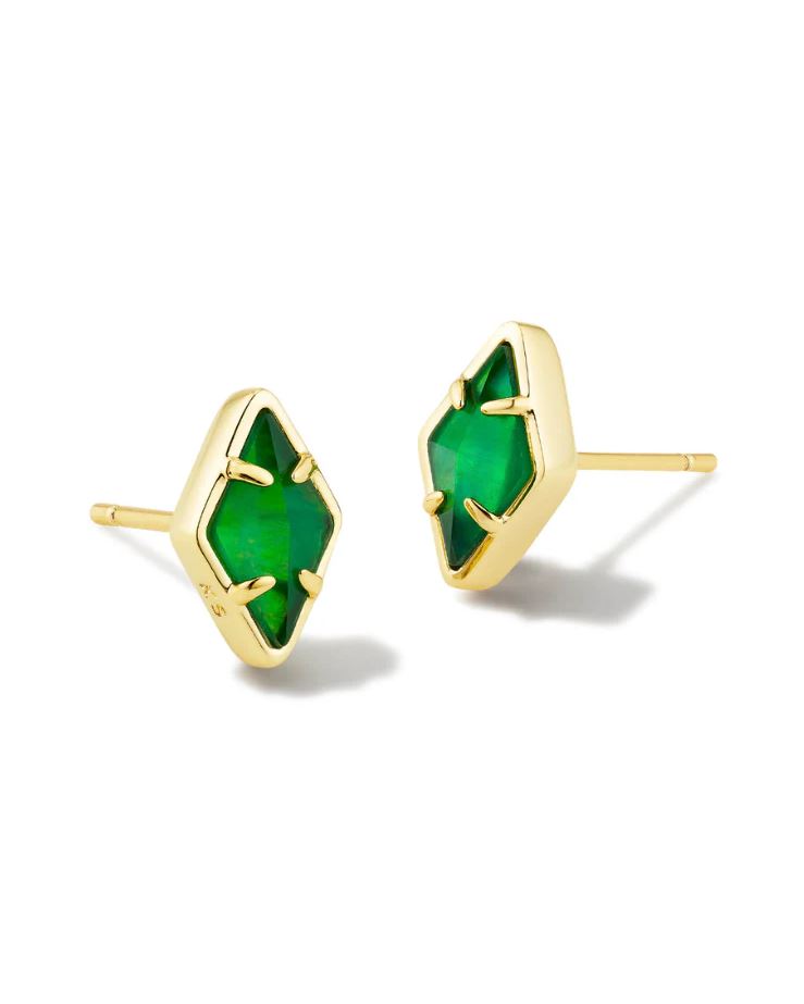 Kendra Scott Kinsley Stud Earrings - Kelly Green Illusion, 14K Gold Plated