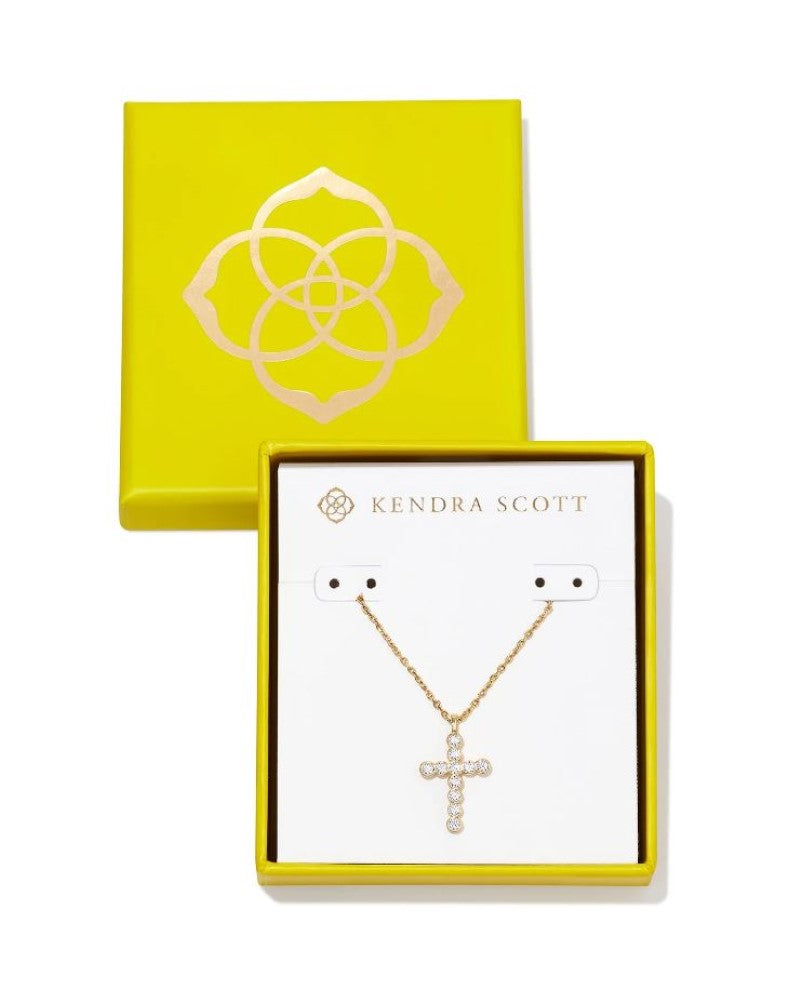 Kendra Scott Boxed Cross Crystal Necklace - 14K Gold Plated